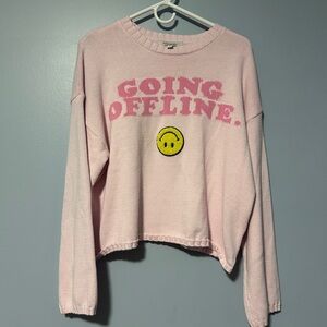 Francesca's Collections Pink 'Going Offline' Soft Sweater